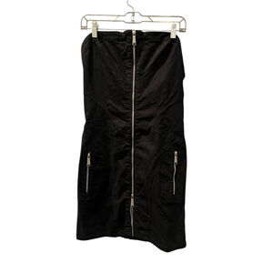 Diesel Strapless Black Dress Women's Size Medium Cotton Blend Zippers Open Back